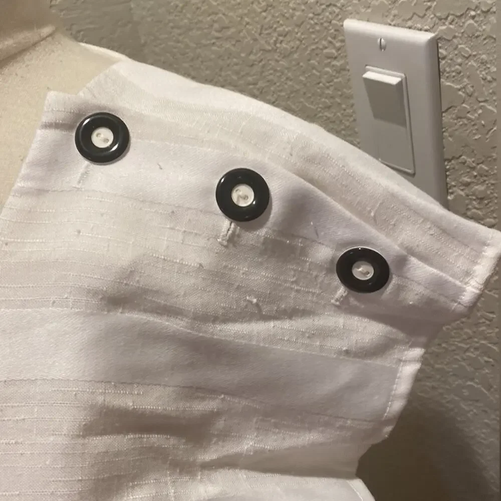 Vintage Andrea & Adam White Striped Vintage Midi Dress Square Neck Sz Lg - Picture 3 of 12